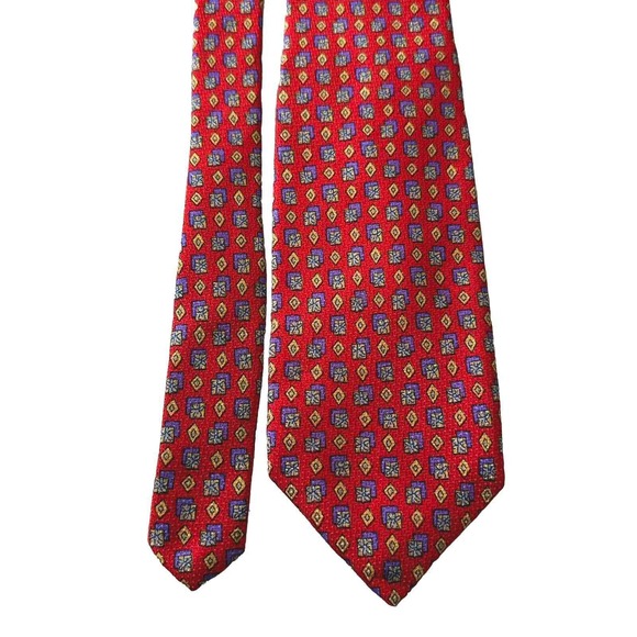 ROBERT TALBOTT Best of Class Mens‎ Silk Necktie Designer Geometric Red Purple